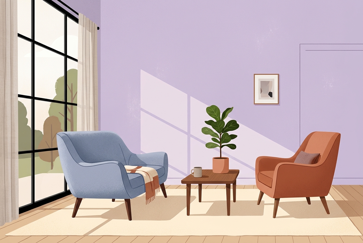 Two chairs facing each other in a calm room